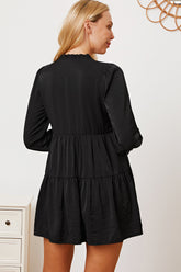 Women's Ruffled Tiered Long Sleeve Button-Up Shirt - Elegant and Comfortable